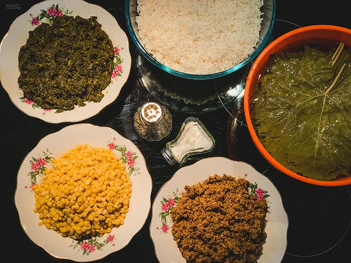 مواد اولیه دلمه برگ مو
