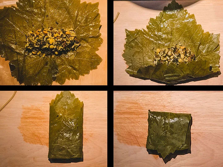 پیچیدن دلمه برگ مو